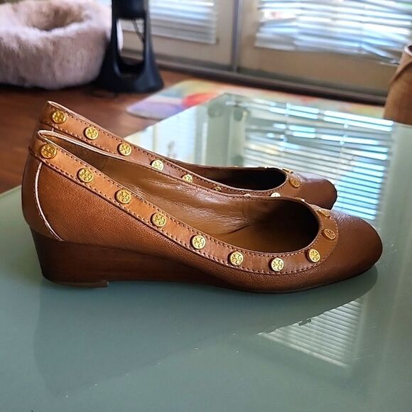Tory Burch Leather Wedge Shoes - Picture 1 of 9